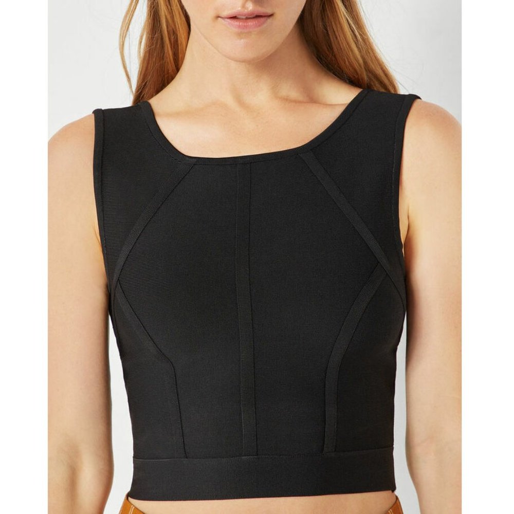 BCBGMAXAZRIA Black Crop Knit Tank Top Size S